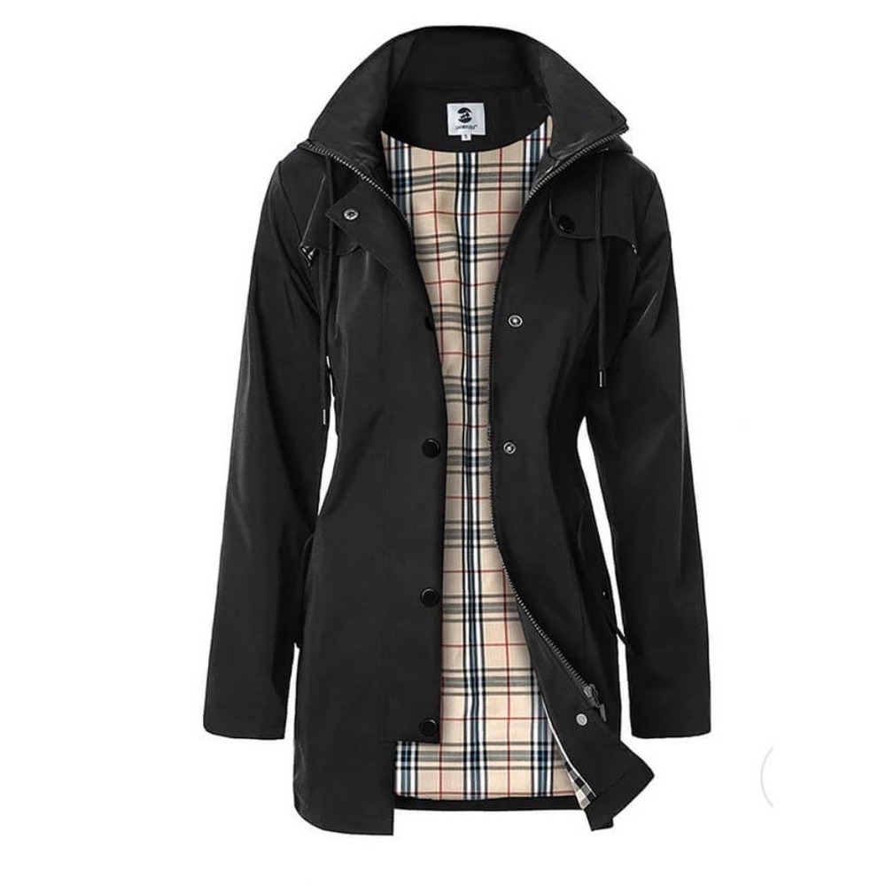 SAPHIROSE Women's Long Hooded Anorak Style Windbreaker Jacket Outdoor Raincoat M